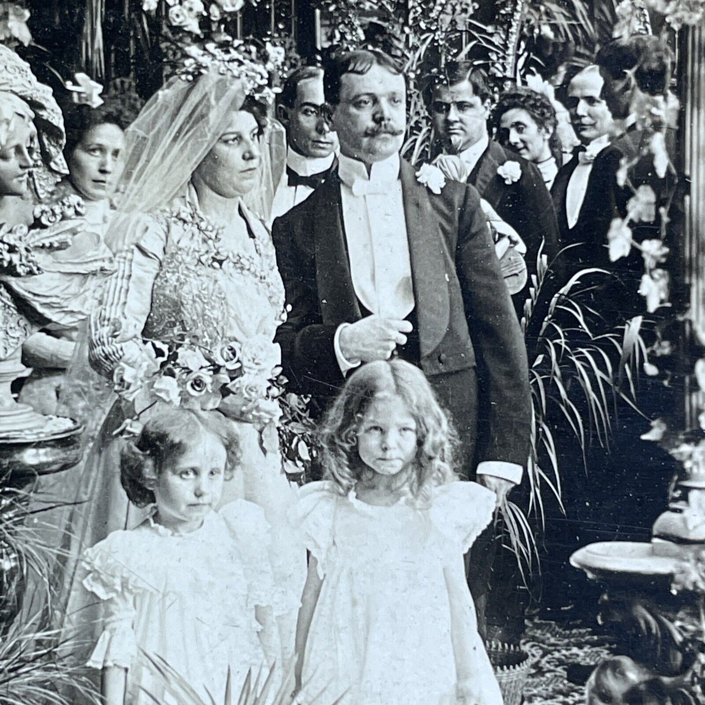 Antique 1901 Formal Wedding Attire In The 1900s Stereoview Photo Card P1933