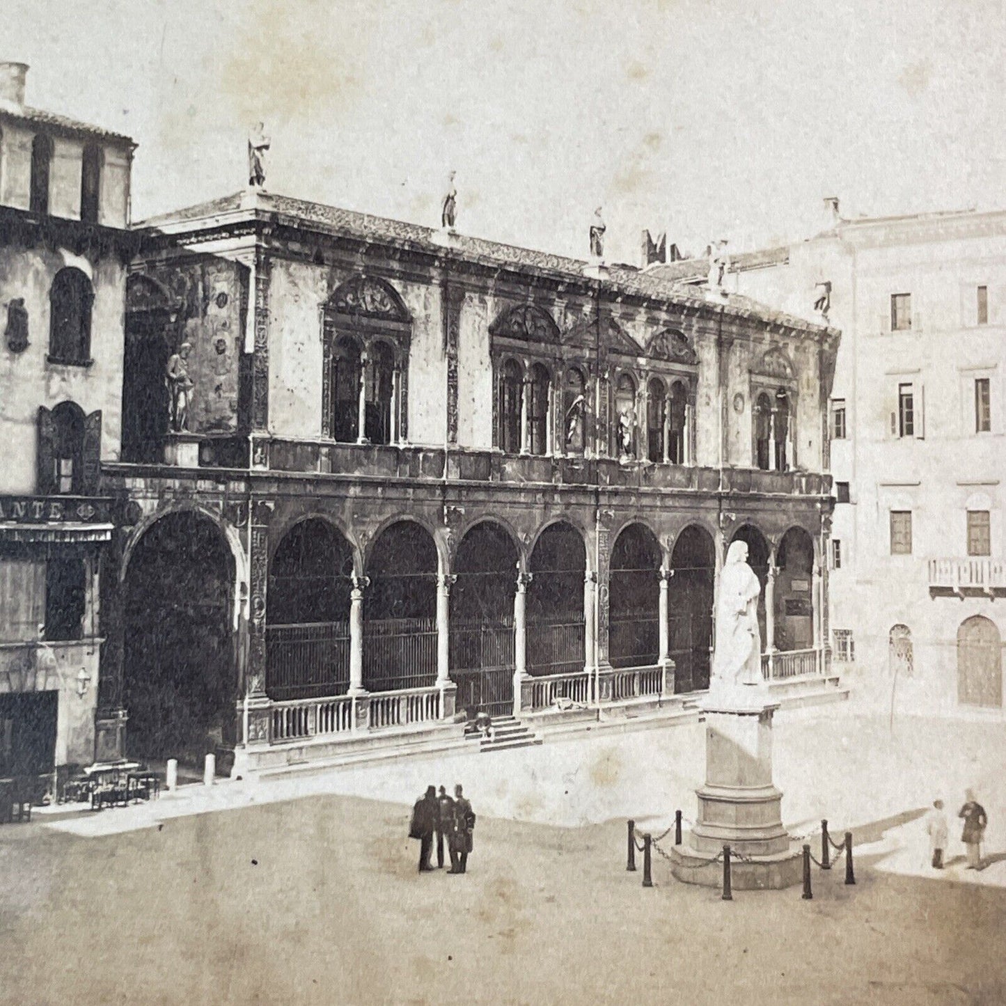 Place Of The Lords Venora Italy Stereoview Piazza Signori Antique c1870 X3242