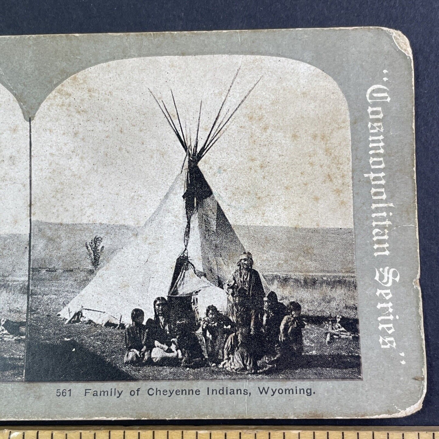 Native American Cheyenne on Wyoming Plains Stereoview Antique c1920s X4148