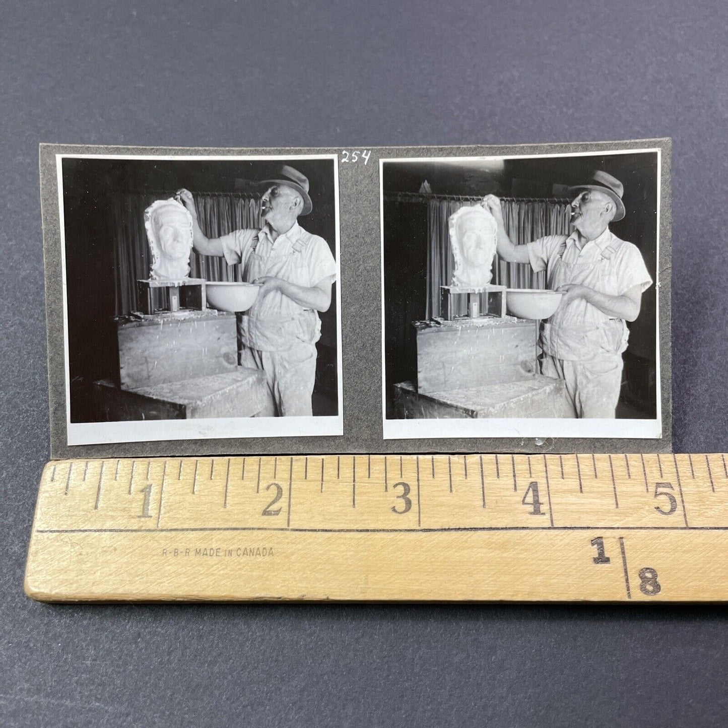 Vintage 1941 Eugene Morahan Sculpts A Death Mask Stereoview Photo Card P503