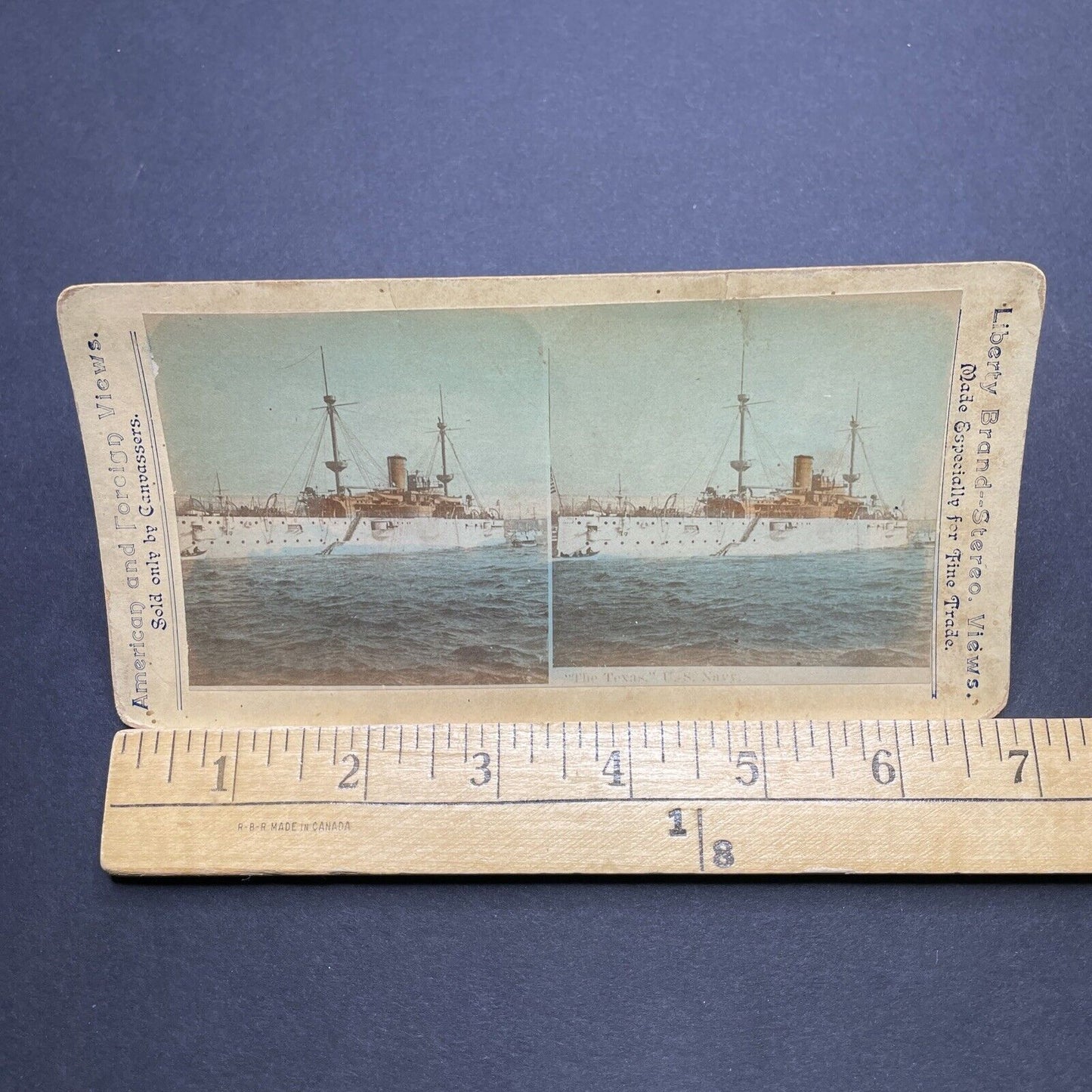 Antique 1890s USS Texas Navy Battleship Stereoview Photo Card P1831