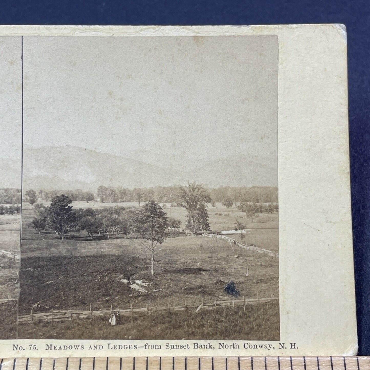 Antique 1870s Farms In North Conway New Hampshire Stereoview Photo Card V2016