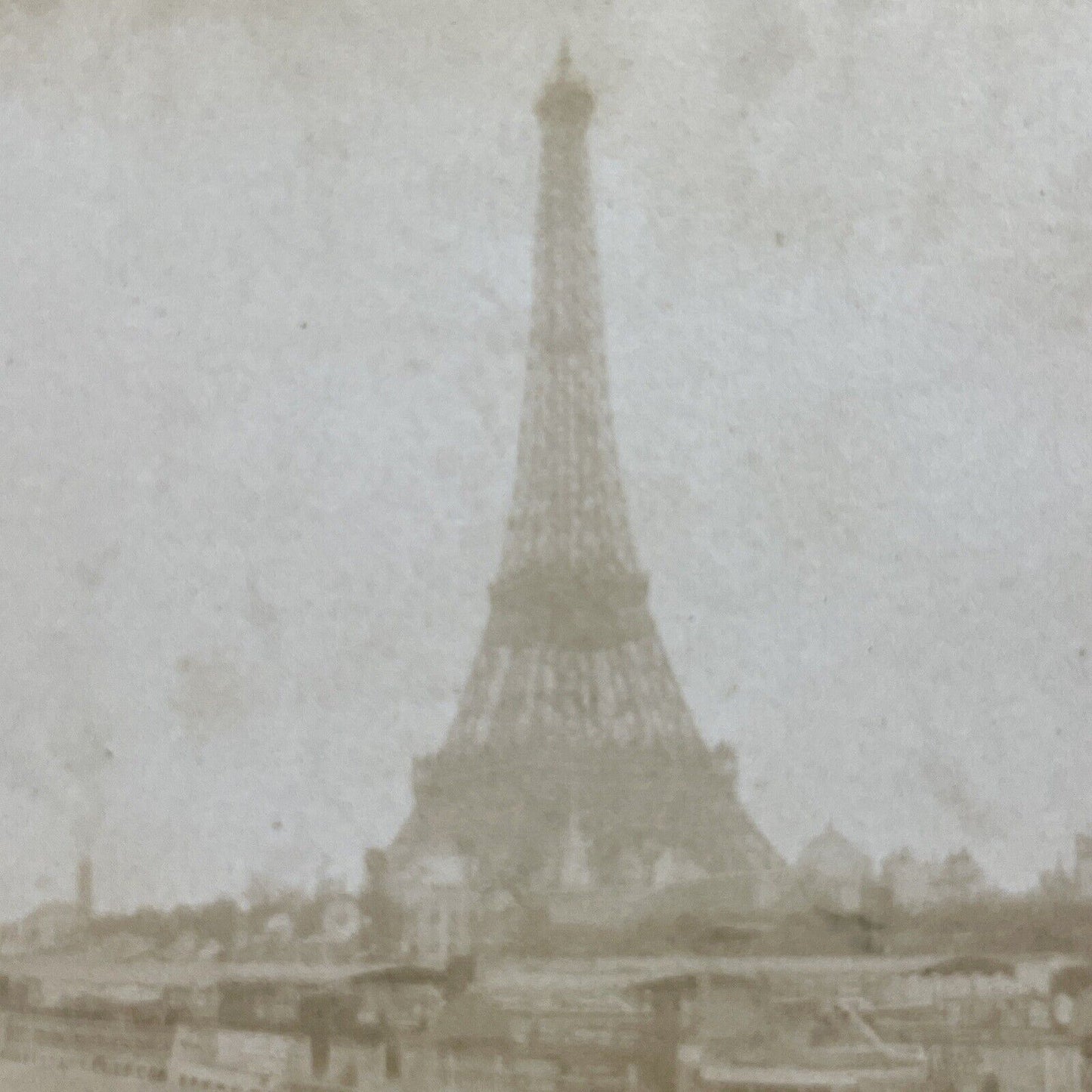 Antique 1880s Construction Of The Eiffel Tower Paris Stereoview Photo Card P4135