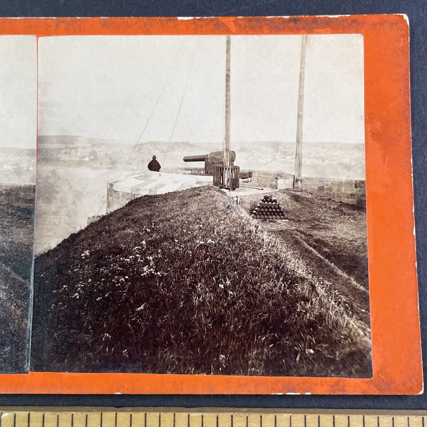 Quebec City Gunnery Fortifications Stereoview L.P. Vallee Antique c1870 Y2605