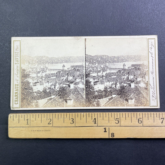 Lucerne Switzerland View Stereoview att. Adolfe Braun Antique c1860s X4063