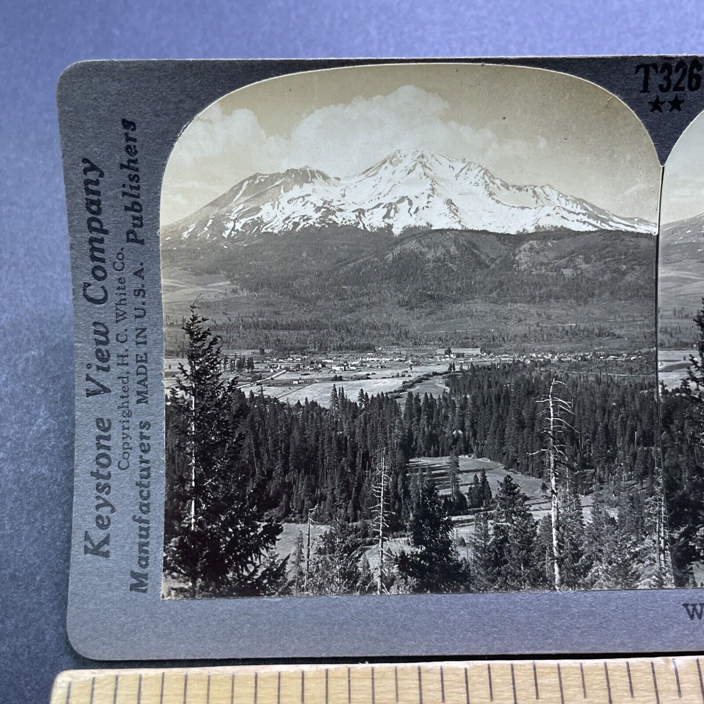 Antique 1910s Mt Shasta Mountain California Stereoview Photo Card V3587