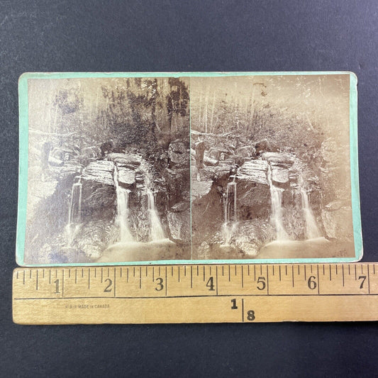 Artist's Falls Mt Willey NH Stereoview JH Dupee Photo Card Antique c1869 X863