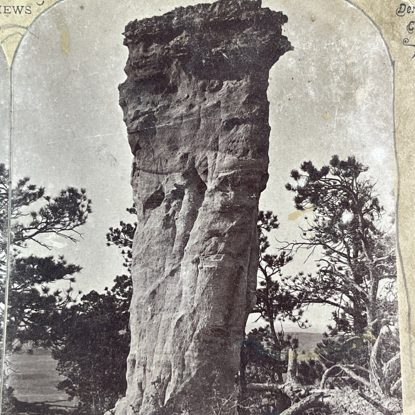 Sentinel Rock Monument Park Colorado Stereoview Alexander Martin c1870s Y2413