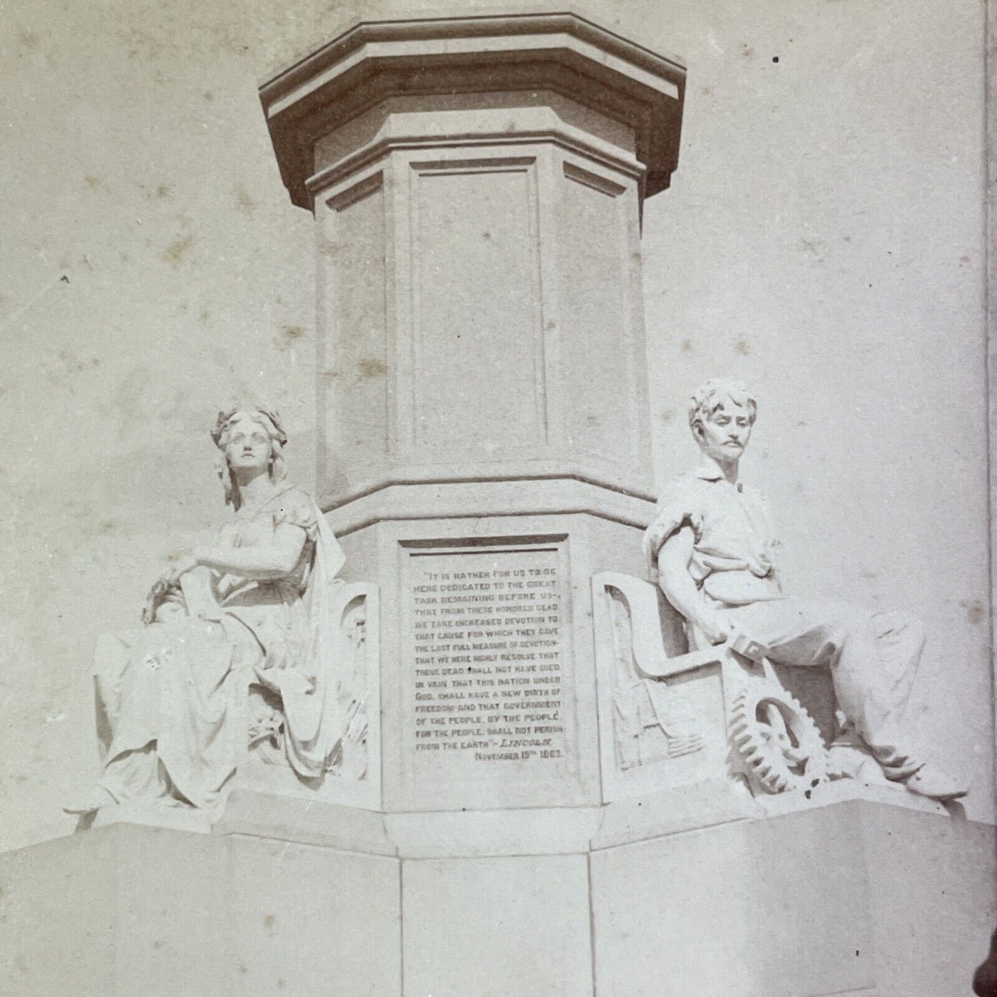 Gettysburg Civil War Monument Completed Stereoview WH Lipton Antique c1874 X3643