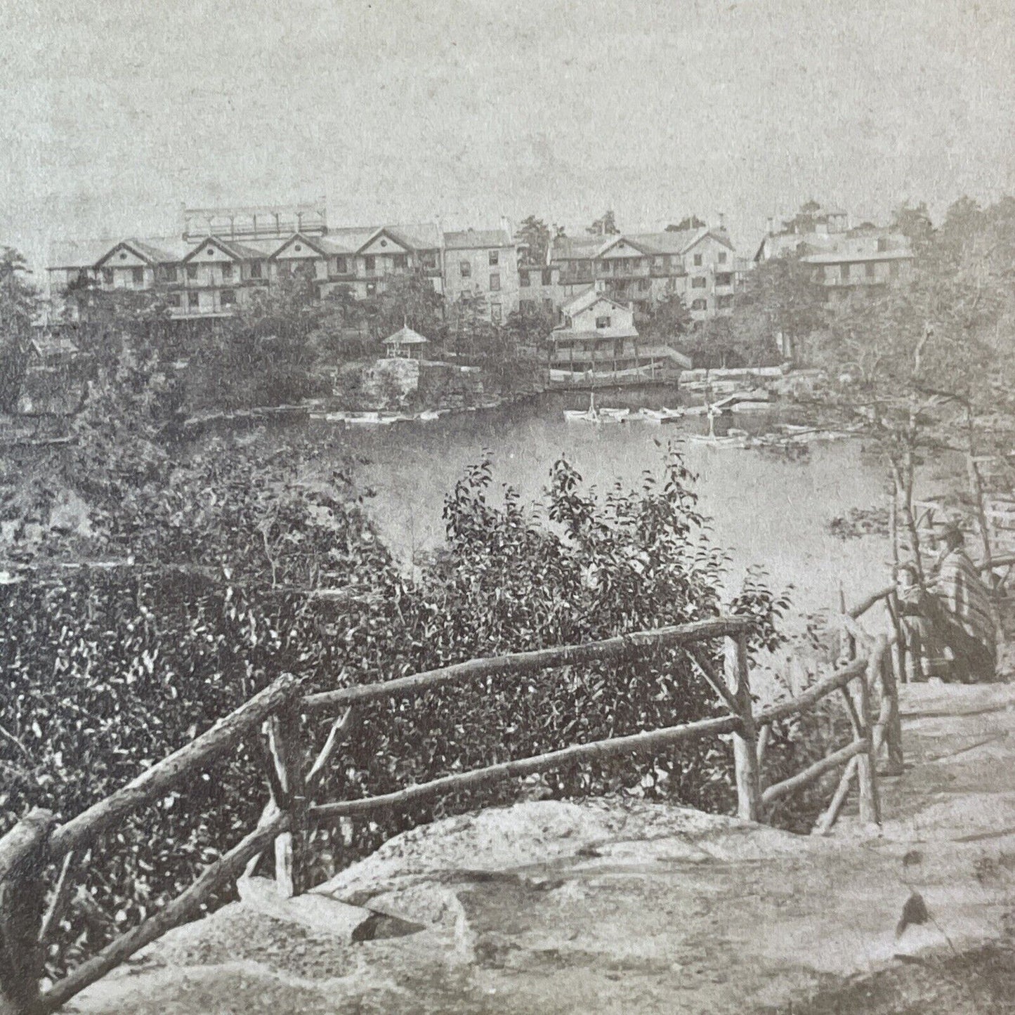 Mohonk Lake New York Stereoview Vail Brothers Antique c1880s X1936