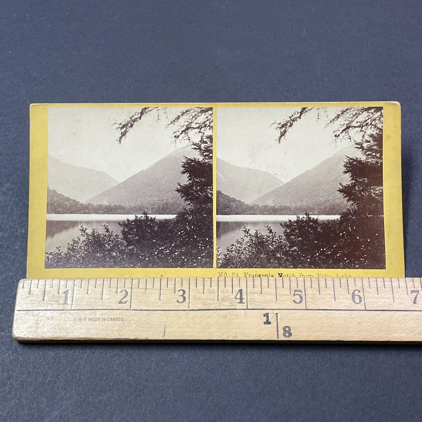 Antique 1870s Echo Lake Franconia Notch NH Stereoview Photo Card V1894