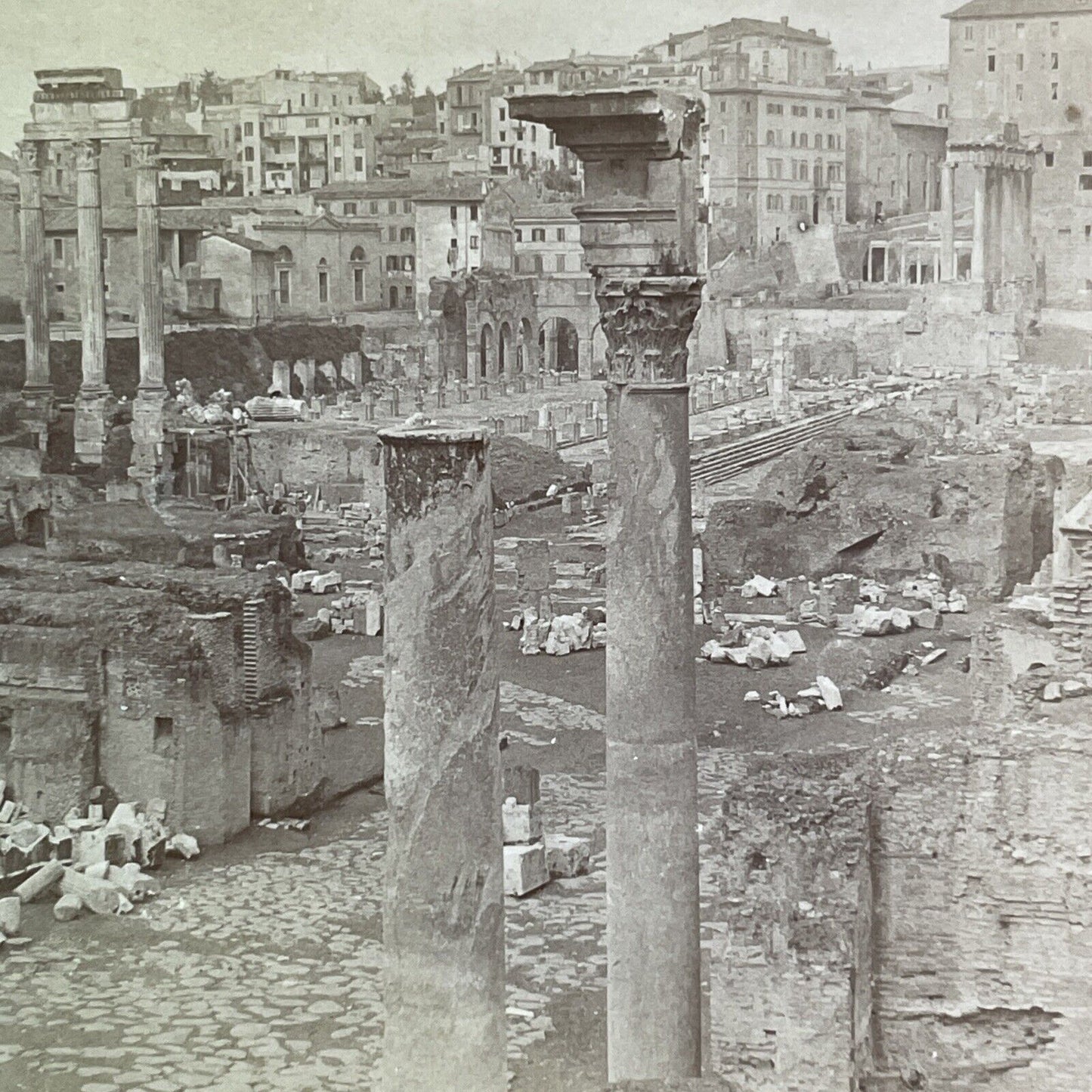 Ruins of Caesar's Palace Rome Italy Stereoview BW Kilburn Antique c1885 X4159