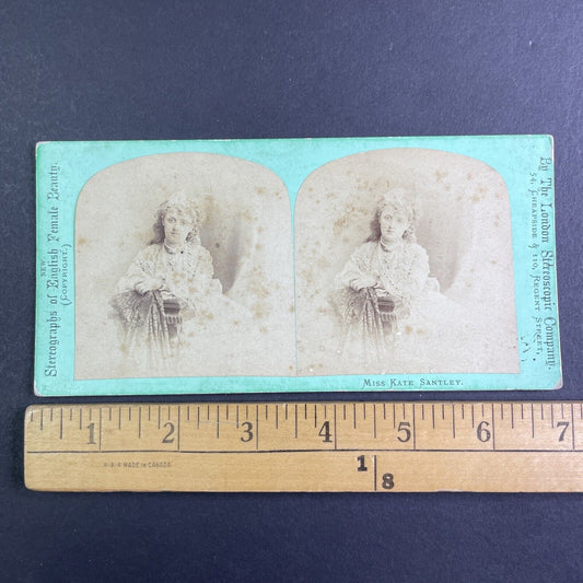 Actress Kate Santley aka Evangeline Estelle Gazina Stereoview Antique 1875 X3620