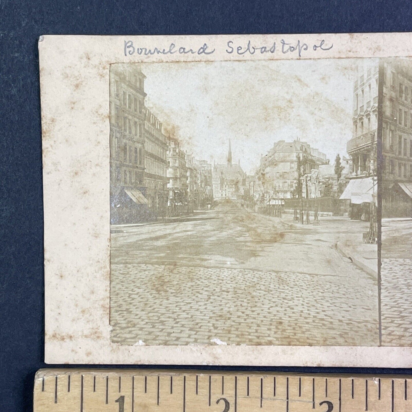 Boulevard de Sebastopol in Paris France Stereoview Antique c1855 Y1122