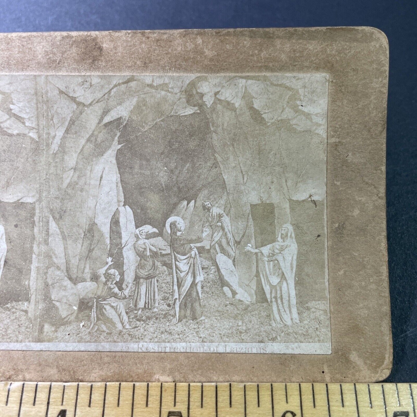 Antique 1860s Resurrection Of Jesus Of Lazarus Stereoview Photo Card P3408