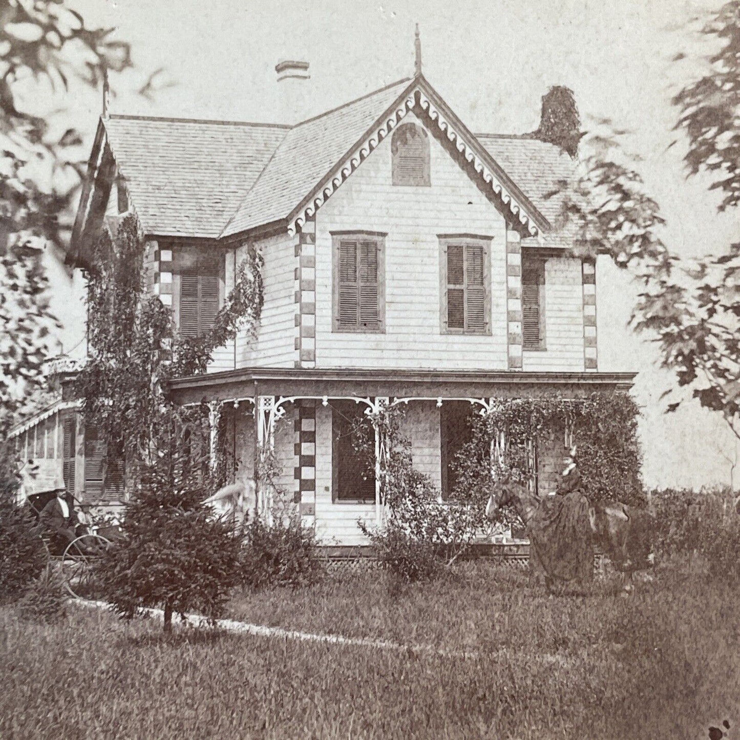 Victorian House in Perry County Pennsylvania Stereoview Antique c1860s Y450