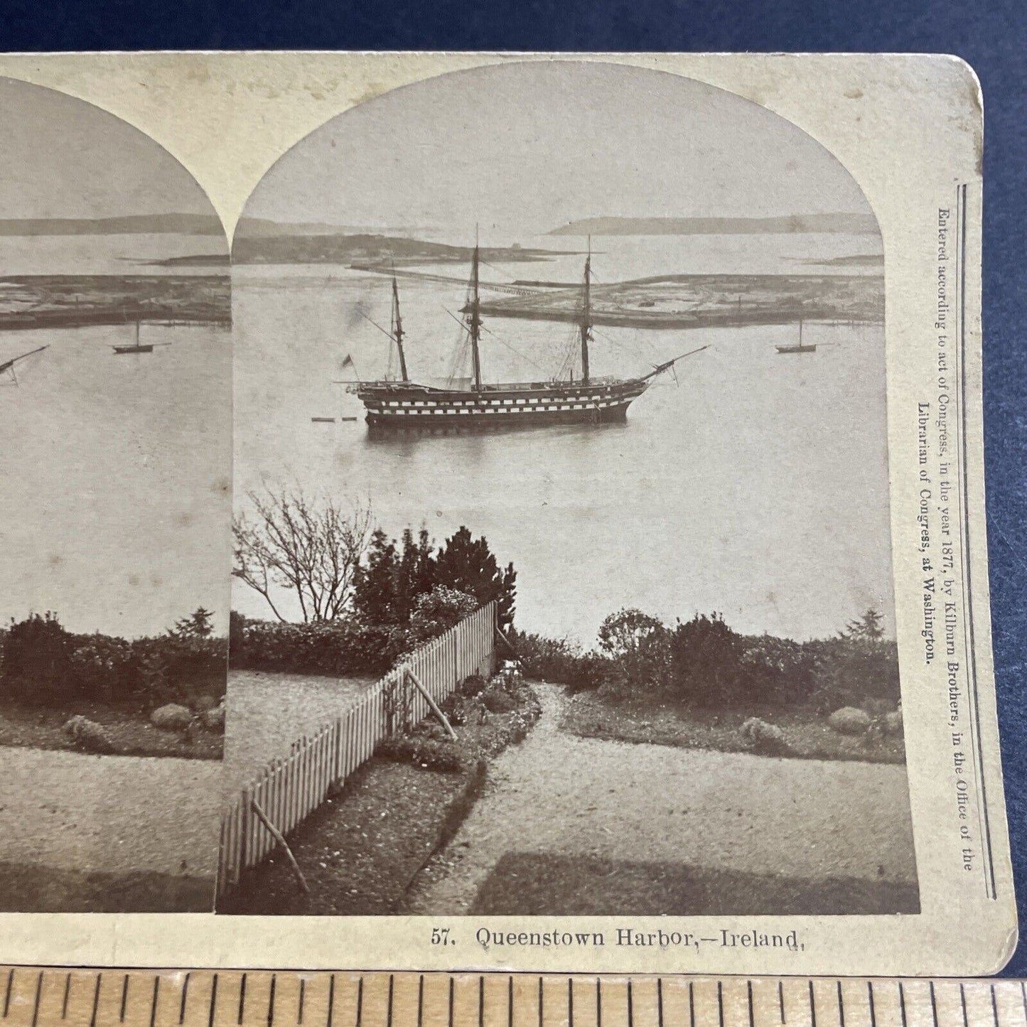 Antique 1877 Cobh Harbor County Cork Ireland Stereoview Photo Card P5529