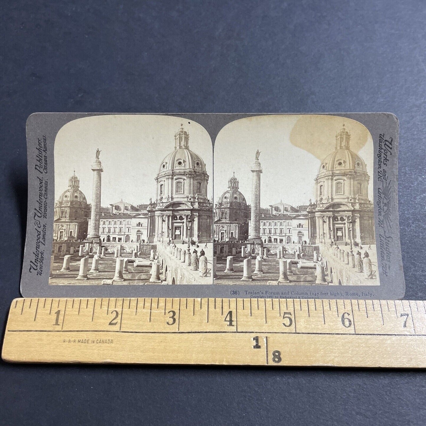 Antique 1897 Trajan's Forum In Rome Italy Stereoview Photo Card P5149