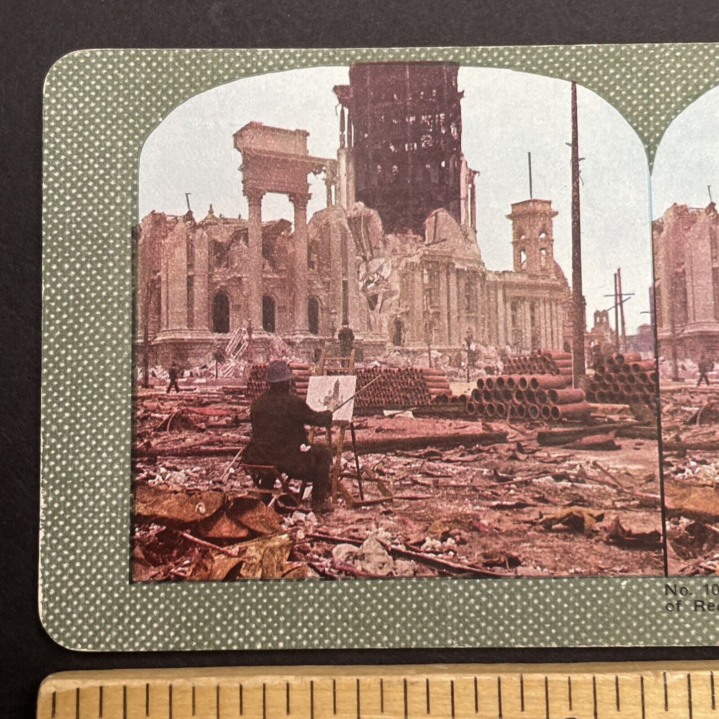 Antique 1910s San Francisco Earthquake City Hall Stereoview Photo Card 2300-08