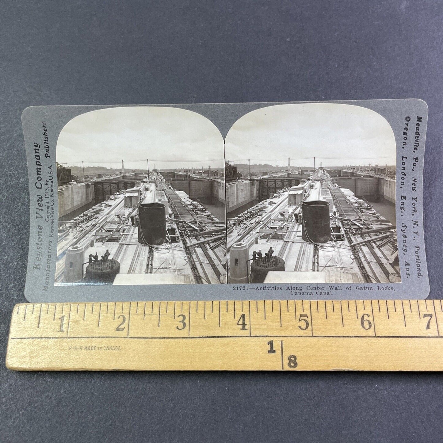 Formwork Along the Panama Canal Stereoview Antique c1913 Y2816