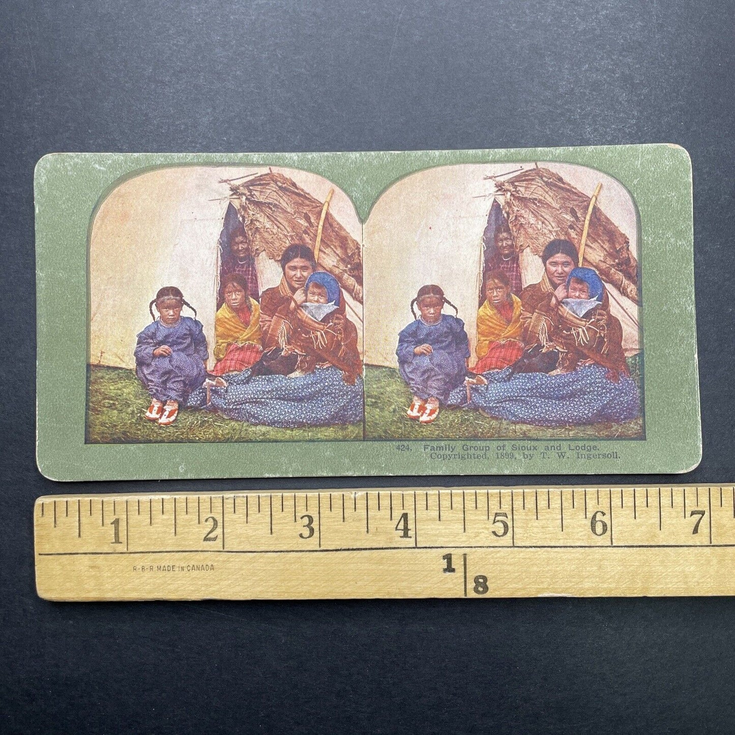 Antique 1899 Sioux Women With Children In Camp Stereoview Photo Card P580-065