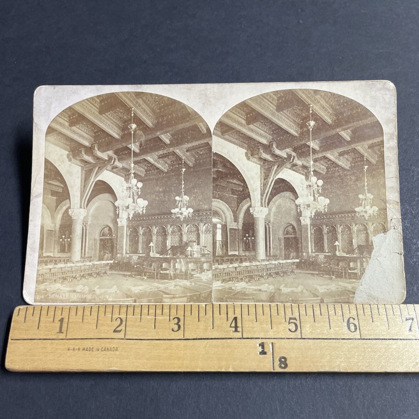 Antique 1879 Senate Chamber New York State Capitol Stereoview Photo Card P4669