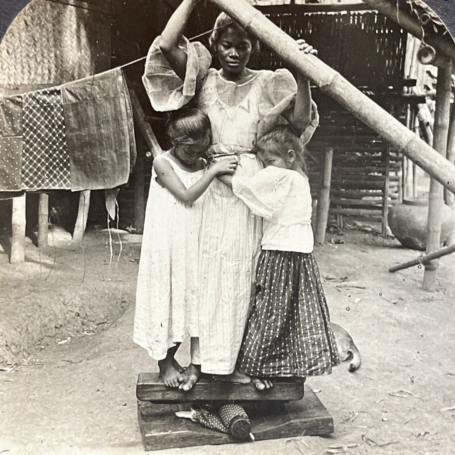 Antique 1920s Primitive Clothes Iron Manila Philippi Stereoview Photo Card P5089