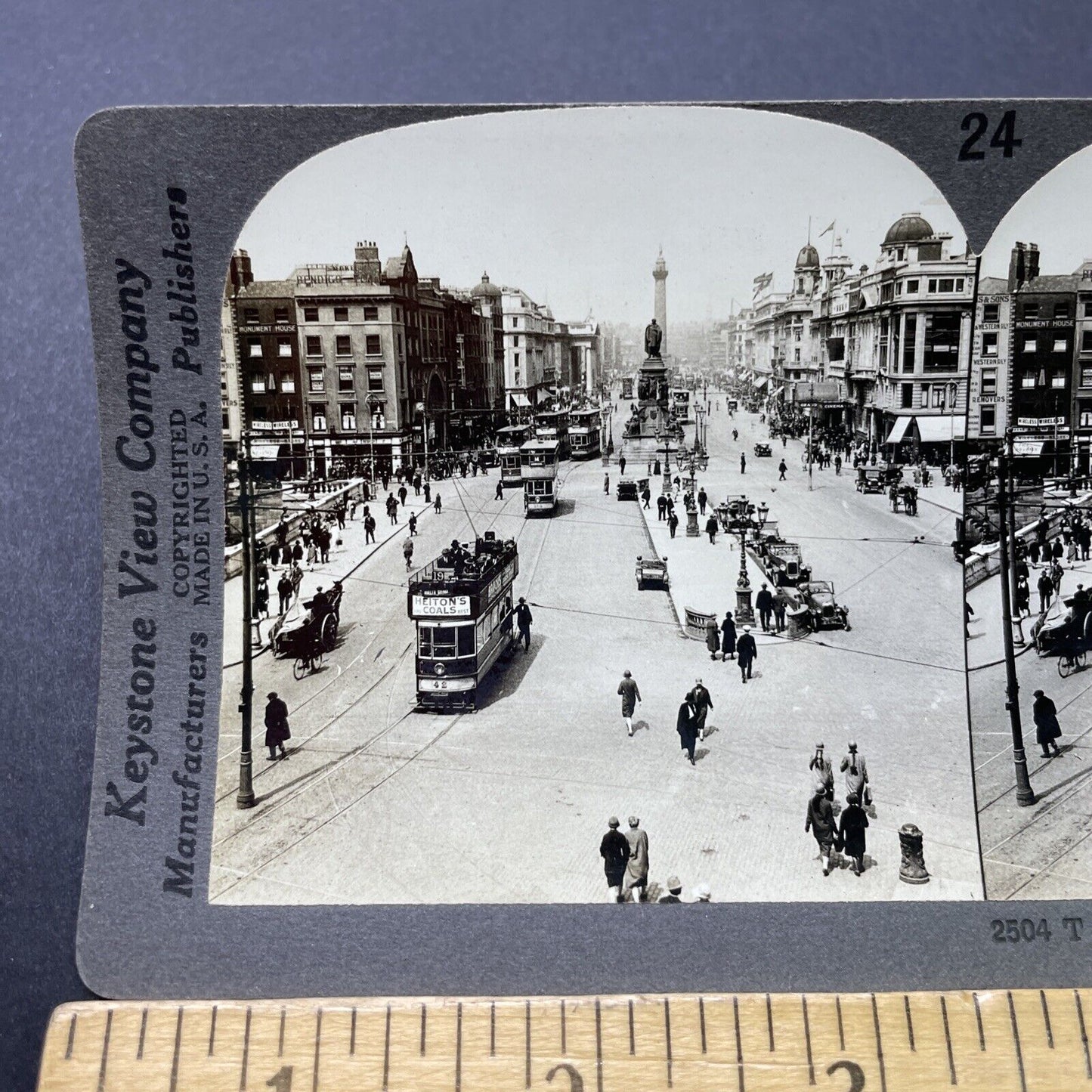 Antique 1910s O'Connell Street Dublin Ireland Stereoview Photo Card P2770