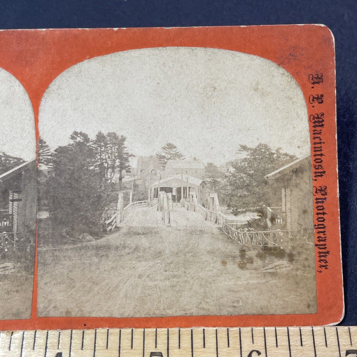 Antique 1870s Essex Chain Bridge Newburyport MA Stereoview Photo Card V2112