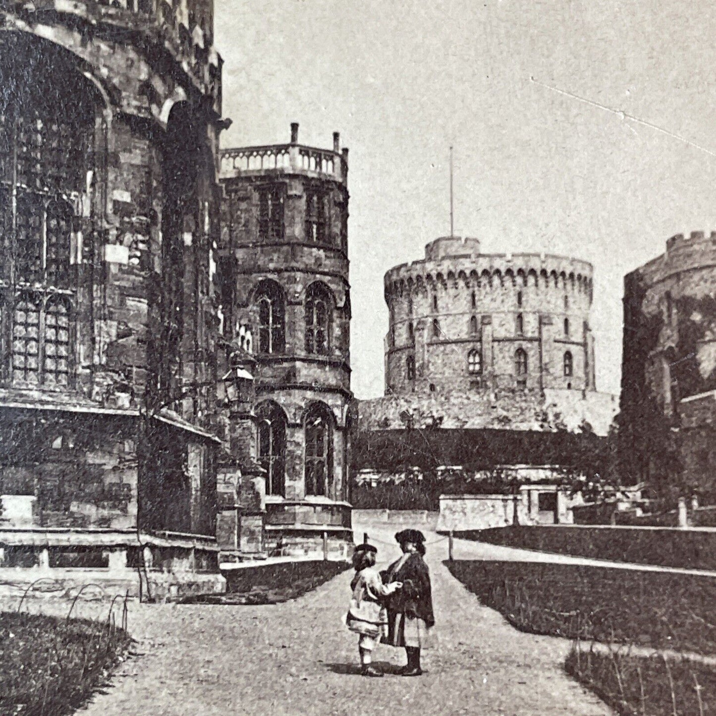 Round Tower Windsor Castle Stereoview London England Antique c1855 X3670