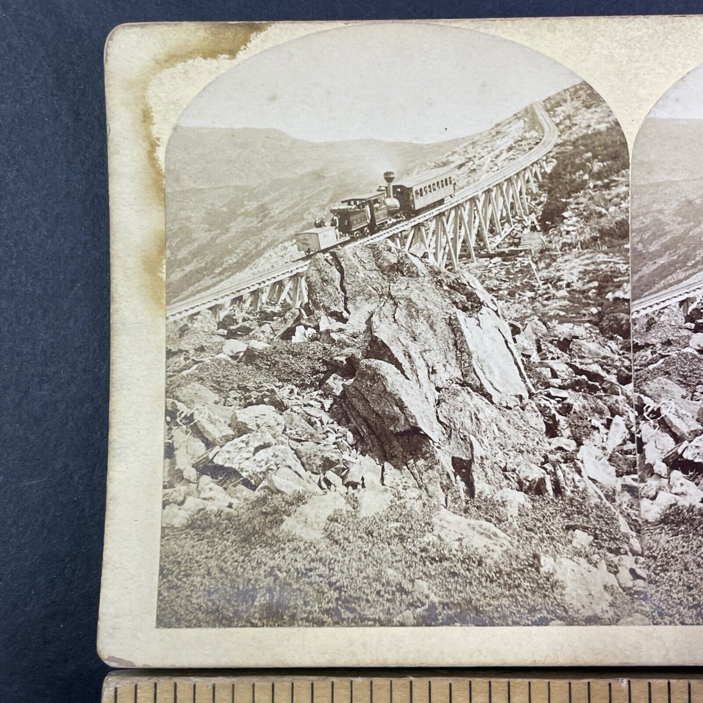 Ethan Crawford Rock Mt Washington Stereoview New Hampshire c1870s Y1850