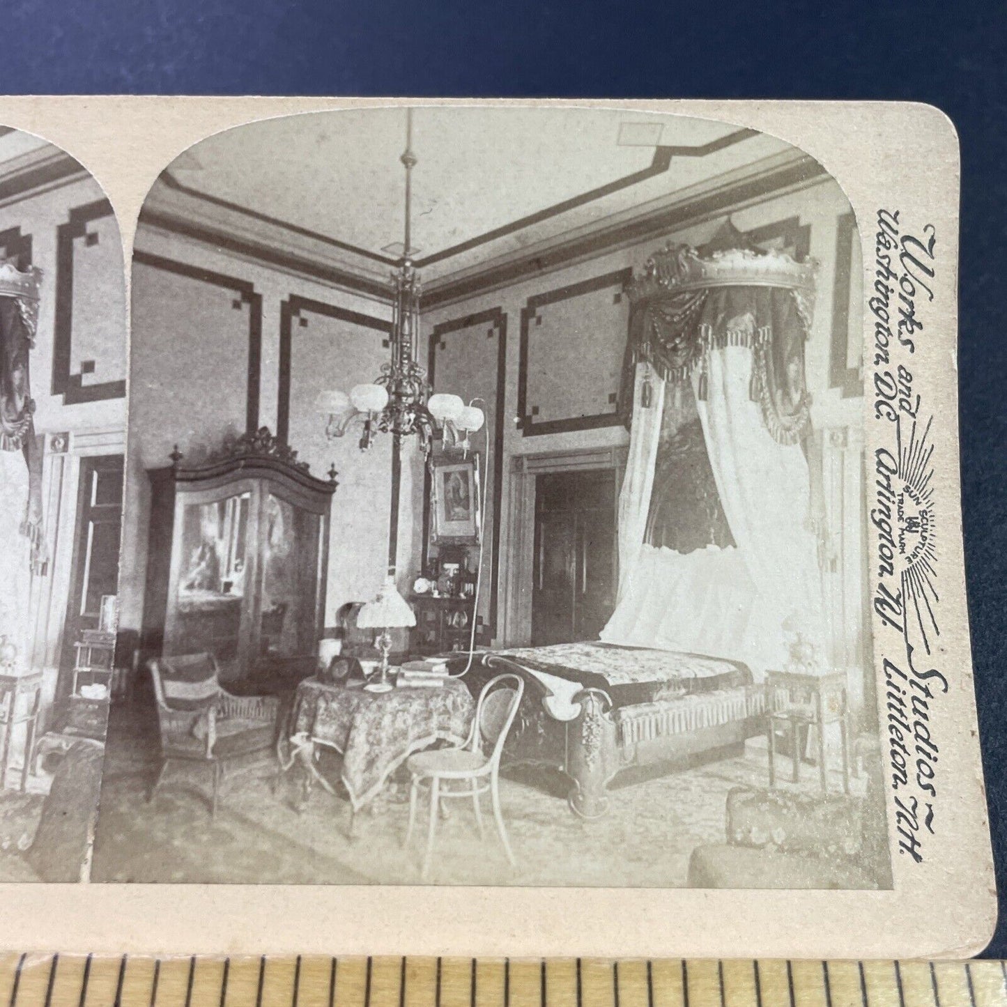 Antique 1890s Presidential Bedroom In The White House Stereoview Photo Card 3818