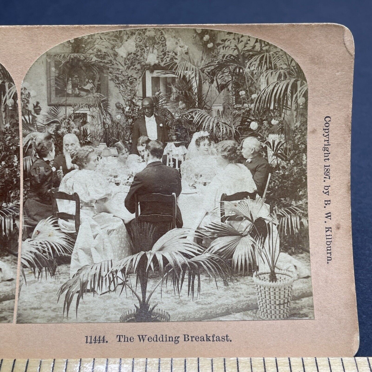 Antique 1897 African American Man Caters A Breakfast Stereoview Photo Card P1999