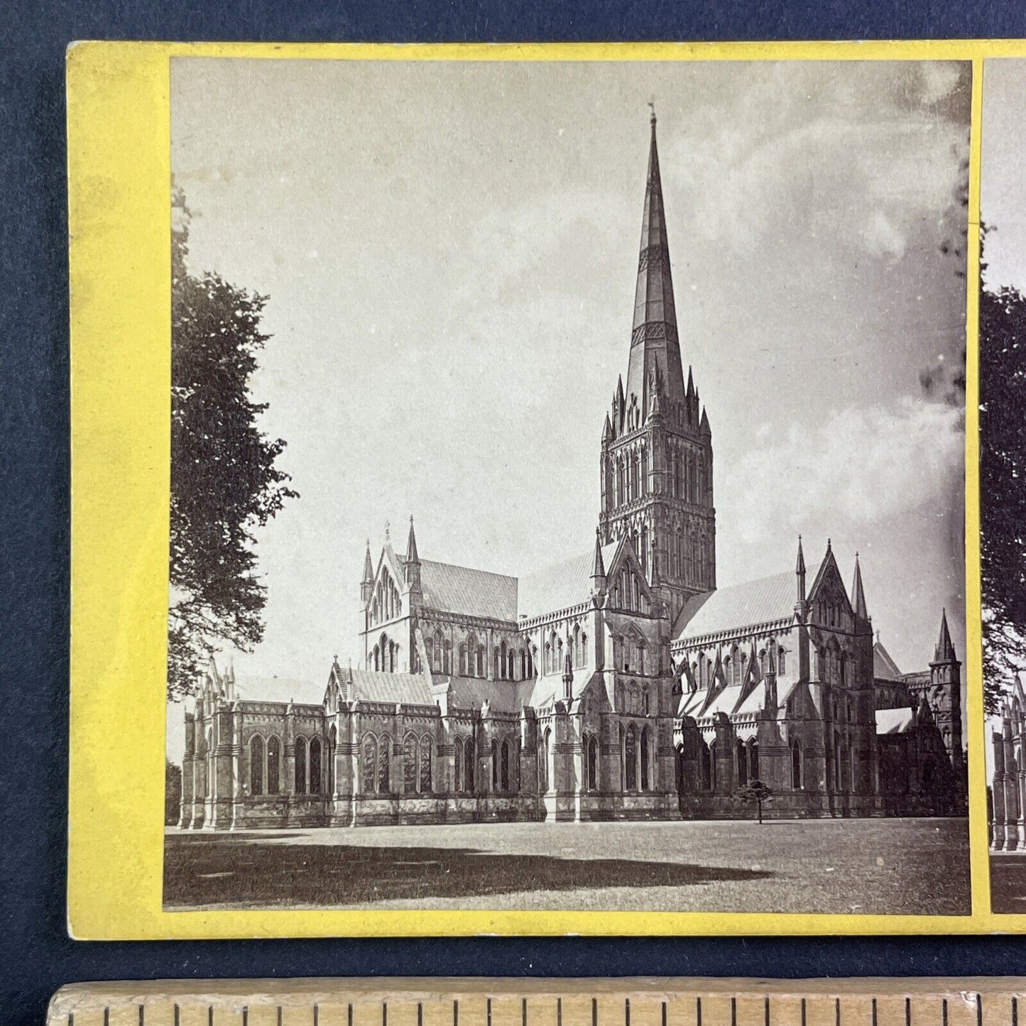 Salisbury Cathedral Church England Stereoview Antique c1870s Y464