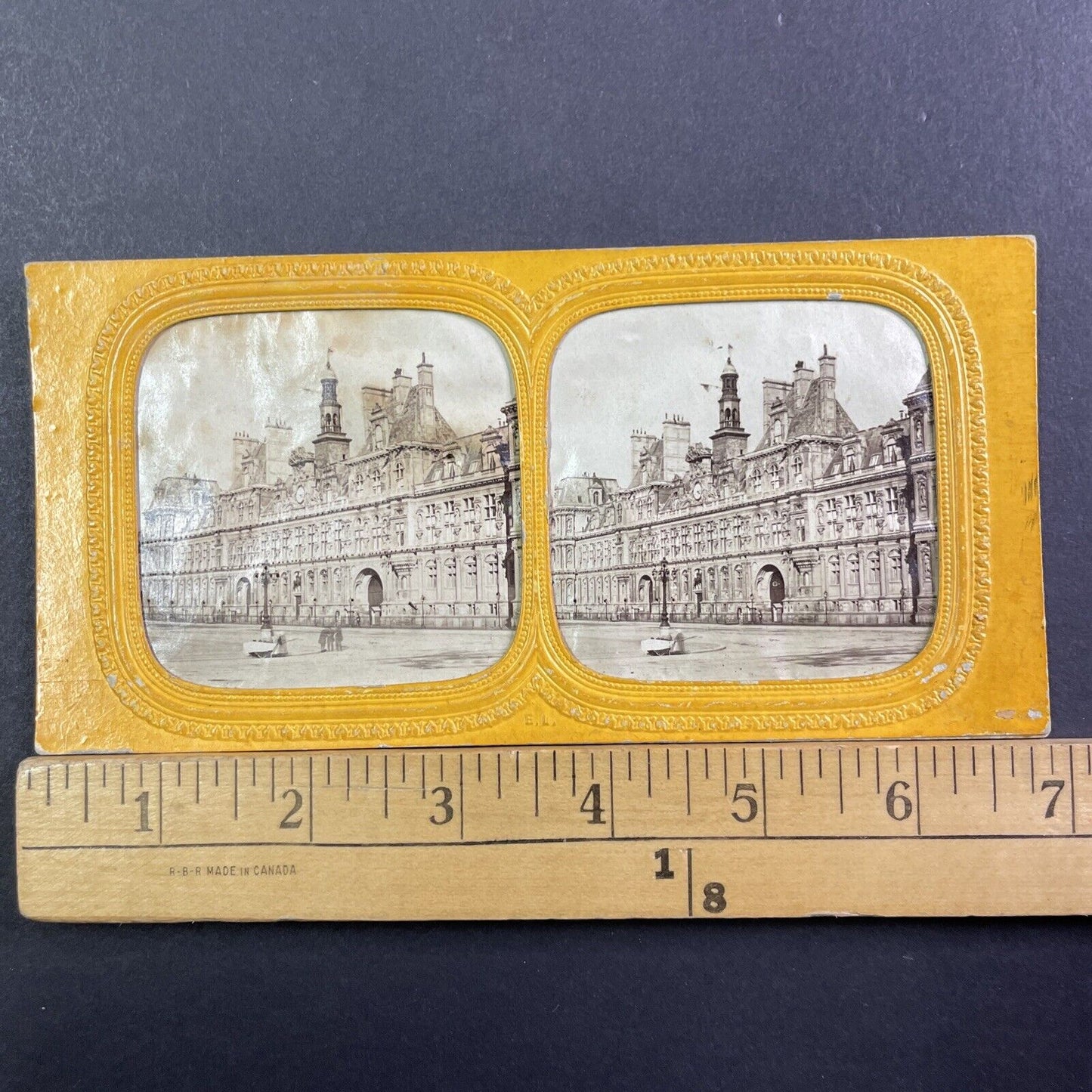 Hotel de Ville Paris France Stereoview French Tissue Antique c1860s XT2113