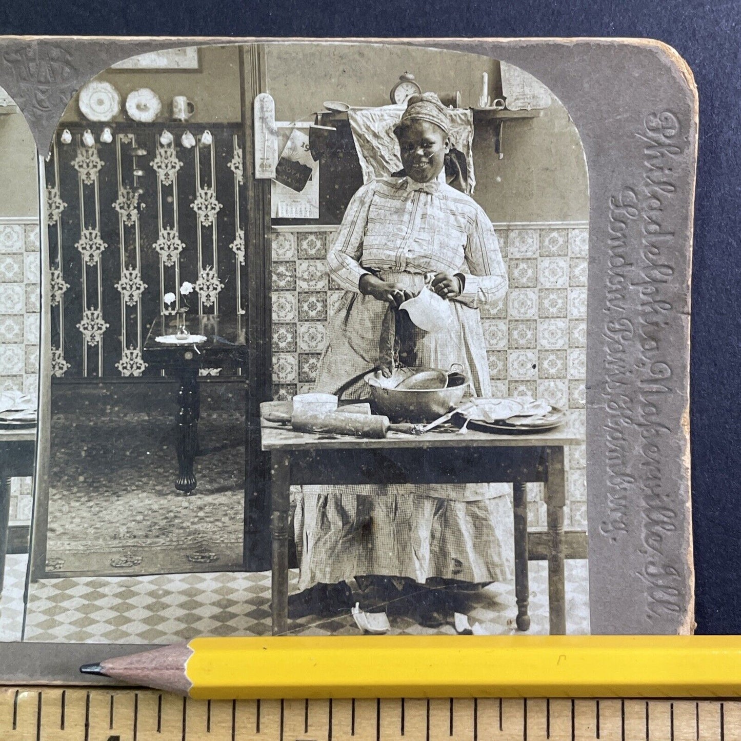 African American House Cook Stereoview CH Graves Antique c1901 X1537