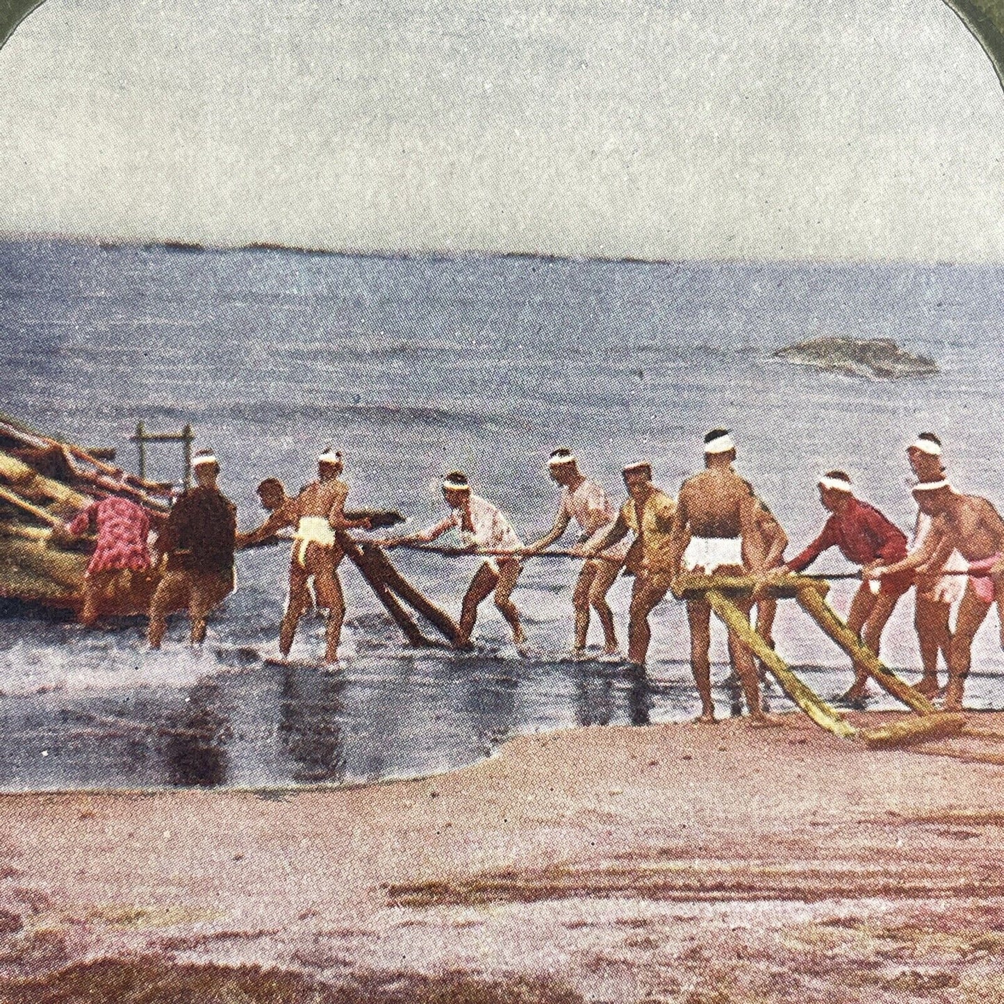 Antique 1899 Fisherman In Chigasaki Japan Stereoview Photo Card P580-088
