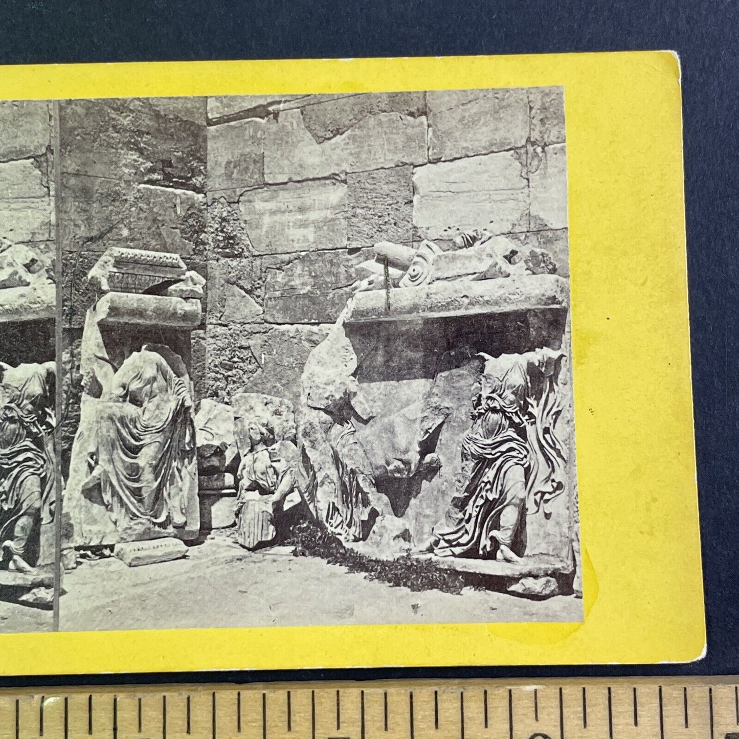 Statues Of Wingless Victory Athens Stereoview Francis Frith Antique c1870 X3238