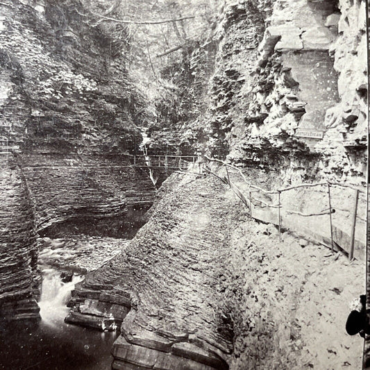 Antique 1860s Watkins Glen Pathway Construction Stereoview Photo Card V1806