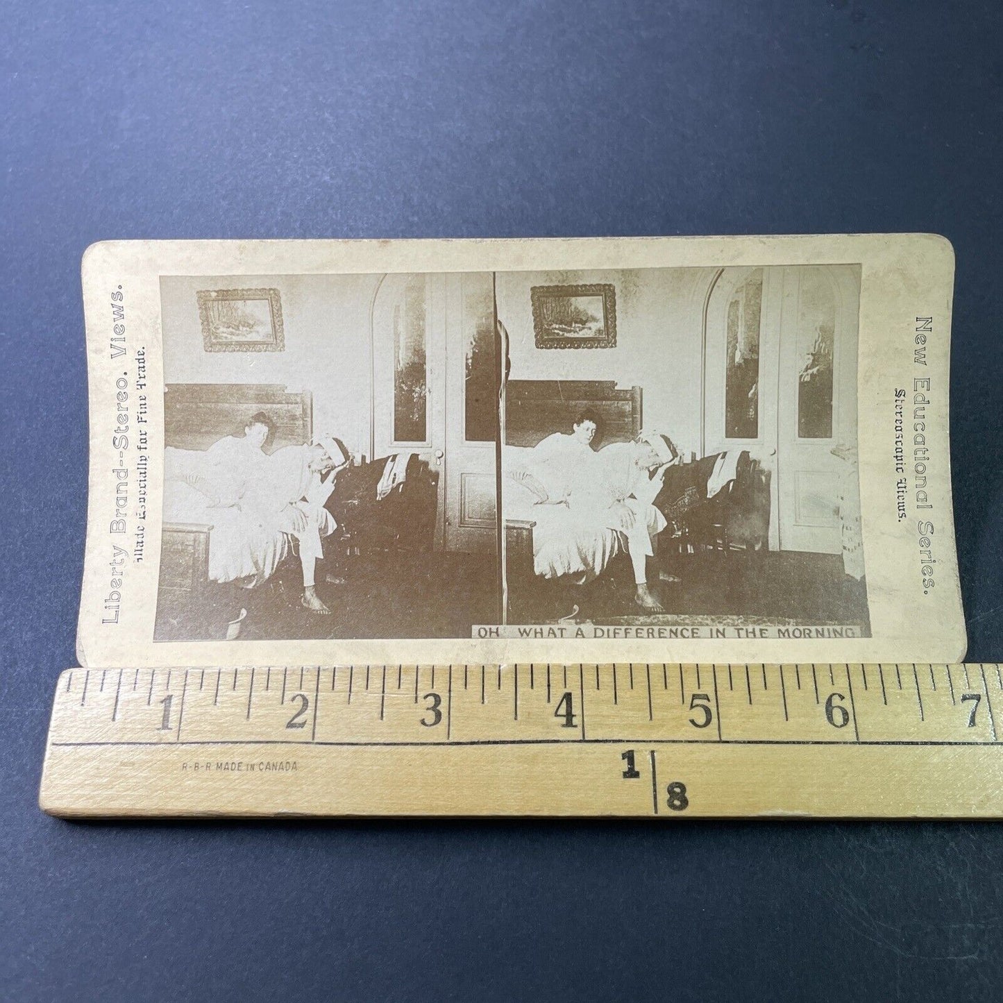 Antique 1870s Man Has A Hangover In Morning Stereoview Photo Card P3384