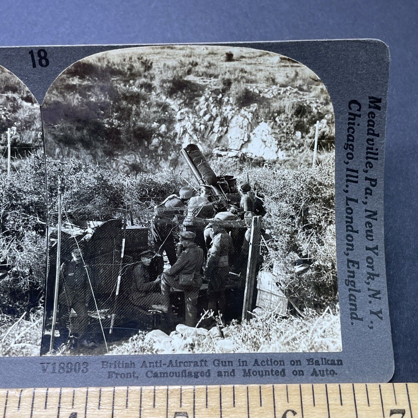 Antique 1917 Anti-Aircraft Guns Cannons WW1 Greece Stereoview Photo Card P2810