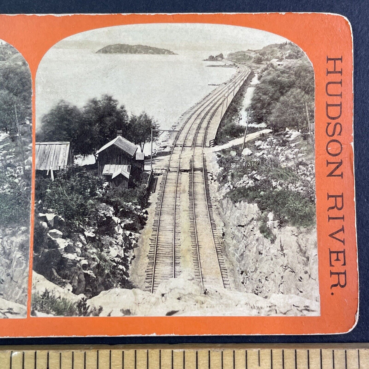 Hudson River Railroad Breakneck Ridge Stereoview Pollepel Island c1870s Y2402