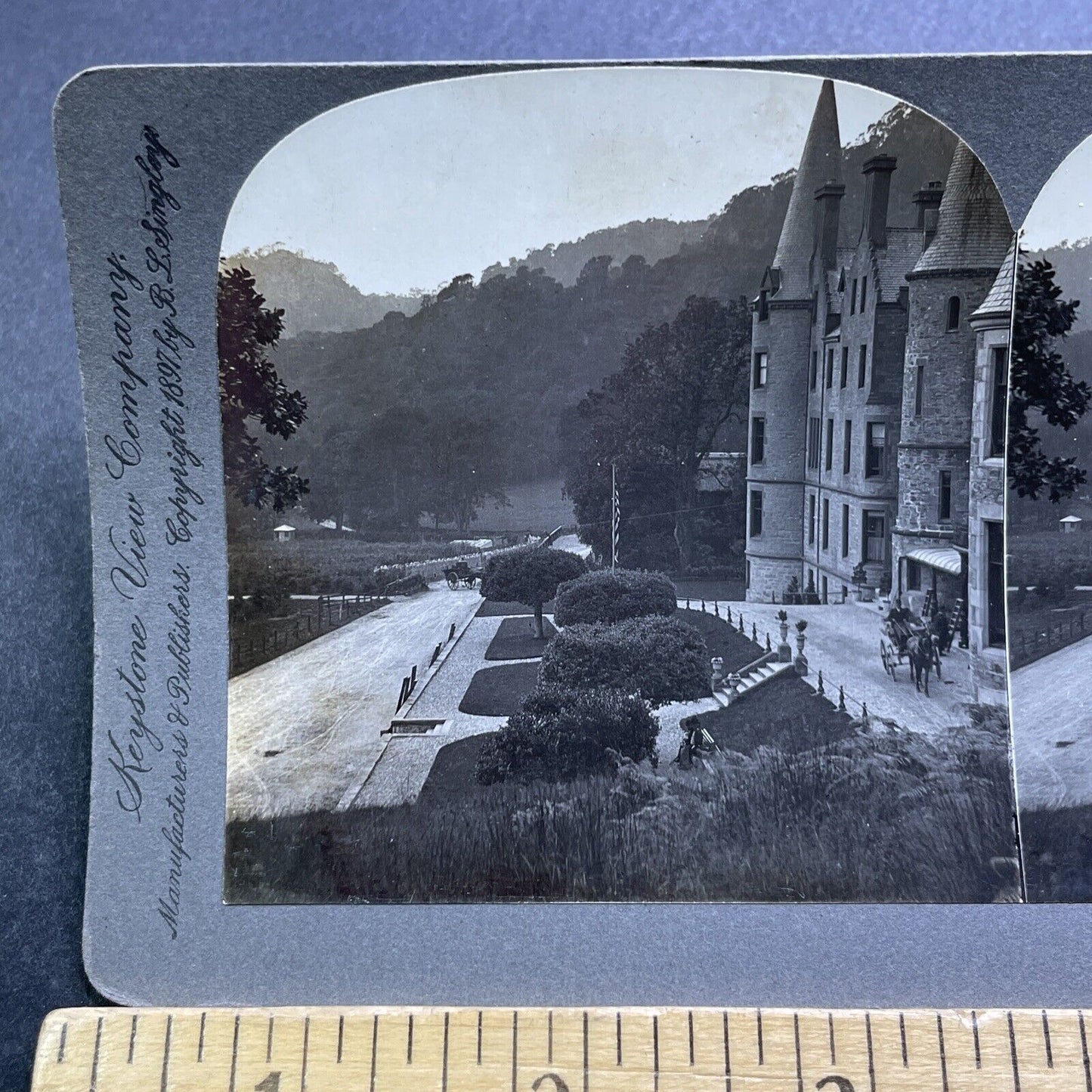 Antique 1897 Trossach's Hotel Castle Scotland Stereoview Photo Card V2854