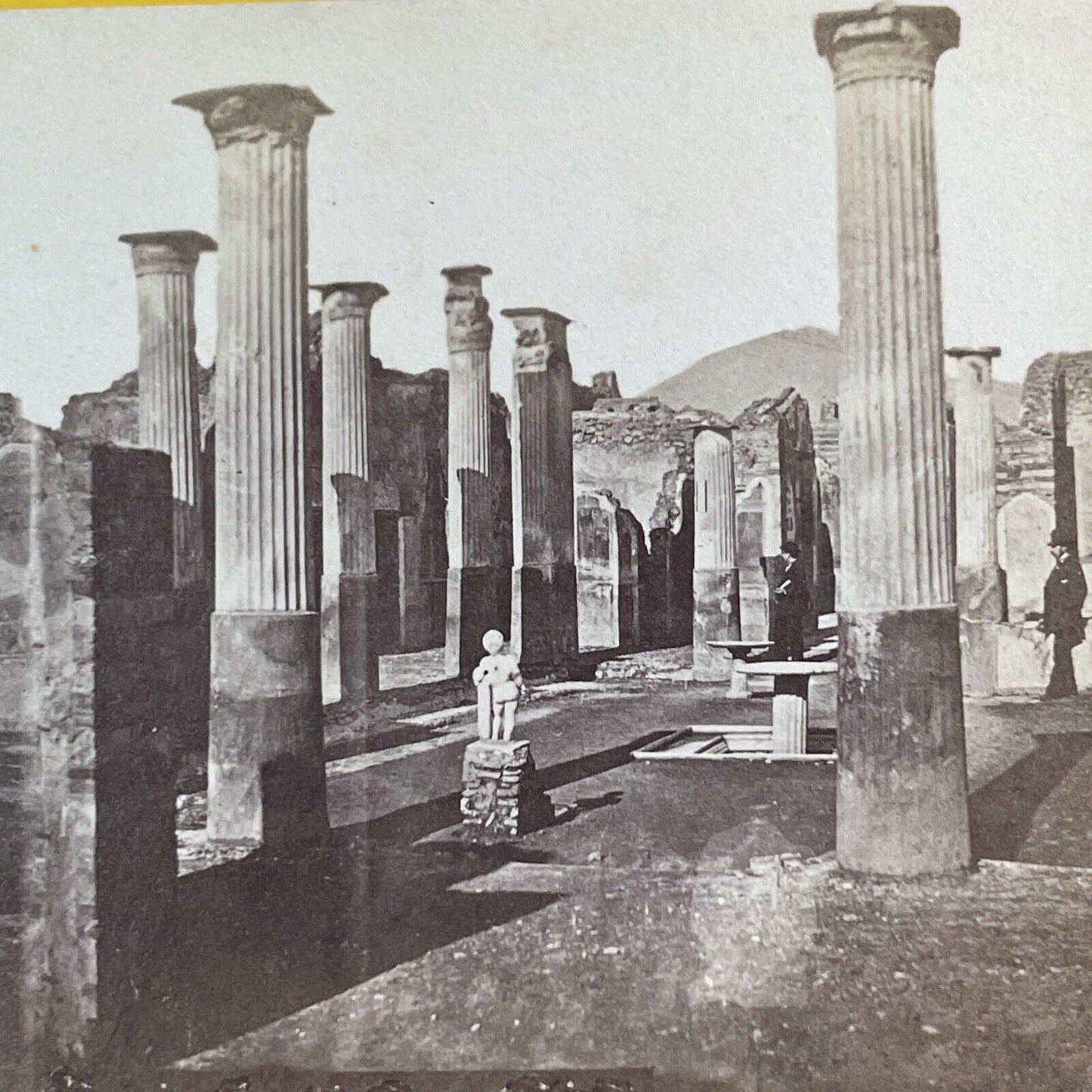 Pompeii Italy Pillars Stereoview att. M. Amodio Salt Print Antique c1860s Y110