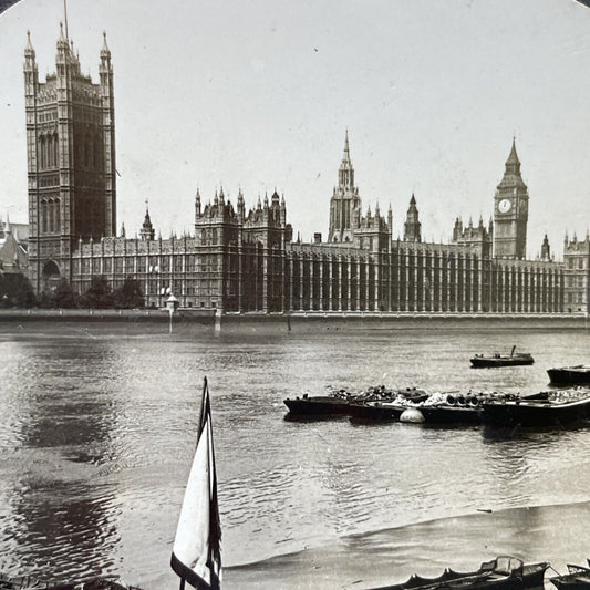 Antique 1910s Westminster Abbey & Big Ben England Stereoview Photo Card P2775