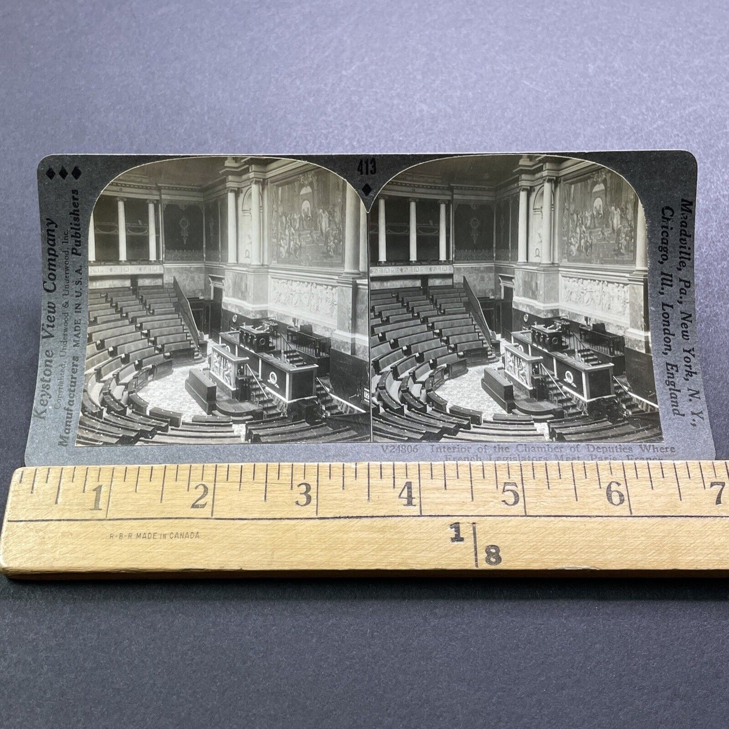 Antique 1930s French Parliament Paris France Stereoview Photo Card V2946