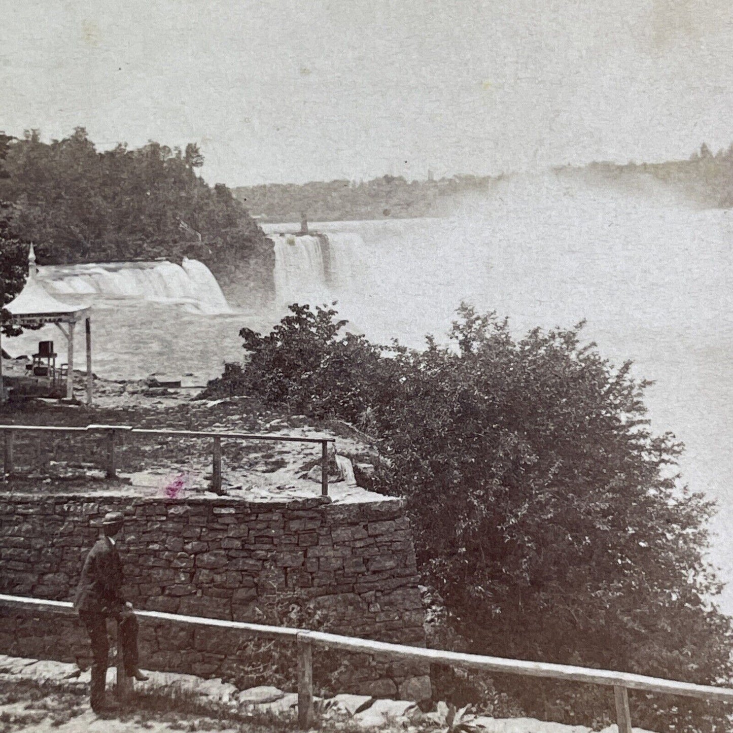 Prospect Point Dry Stone Wall Stereoview George Curtis Antique c1870s Y2422