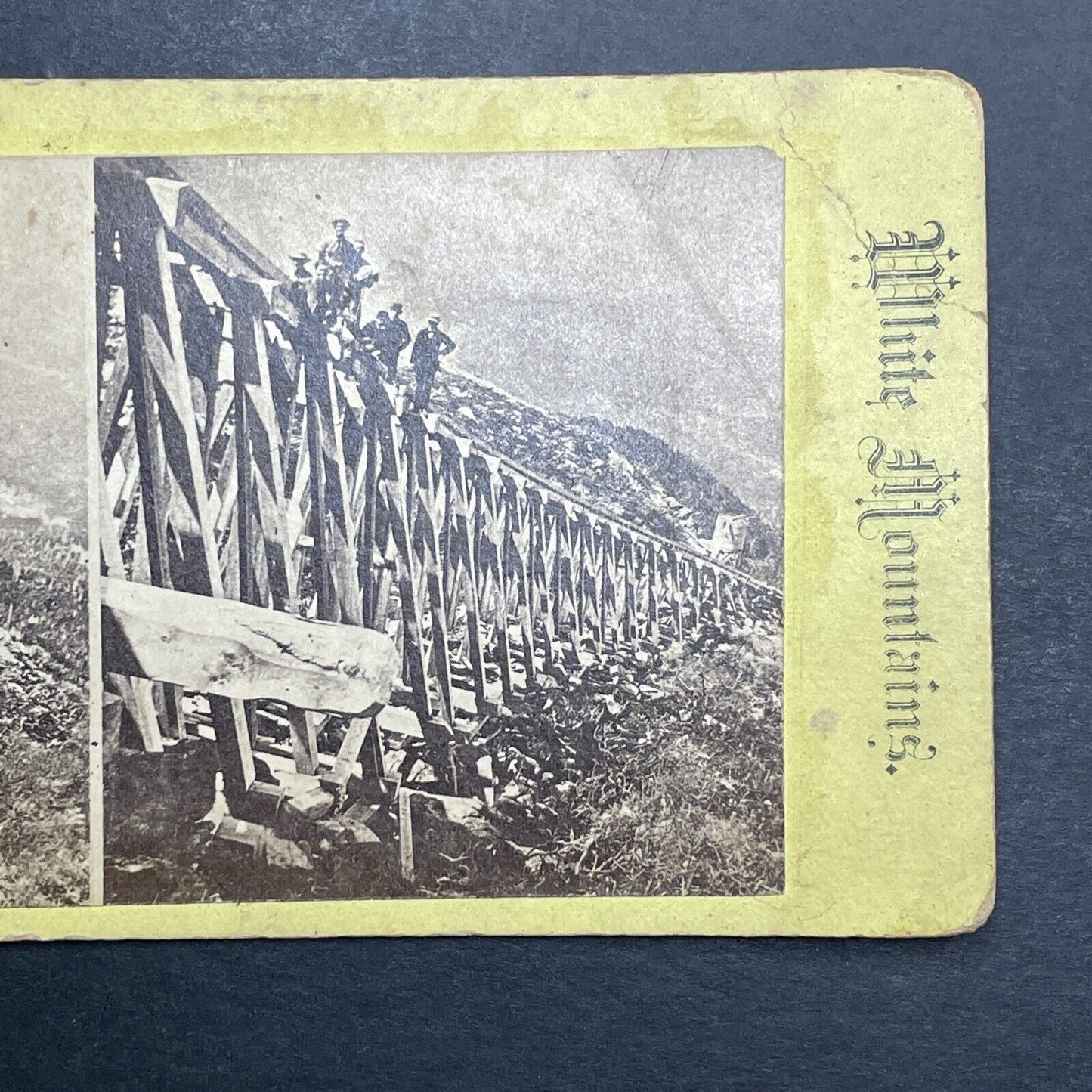 Antique 1860s Mt Washington Railroad Construction Stereoview Photo Card P1166