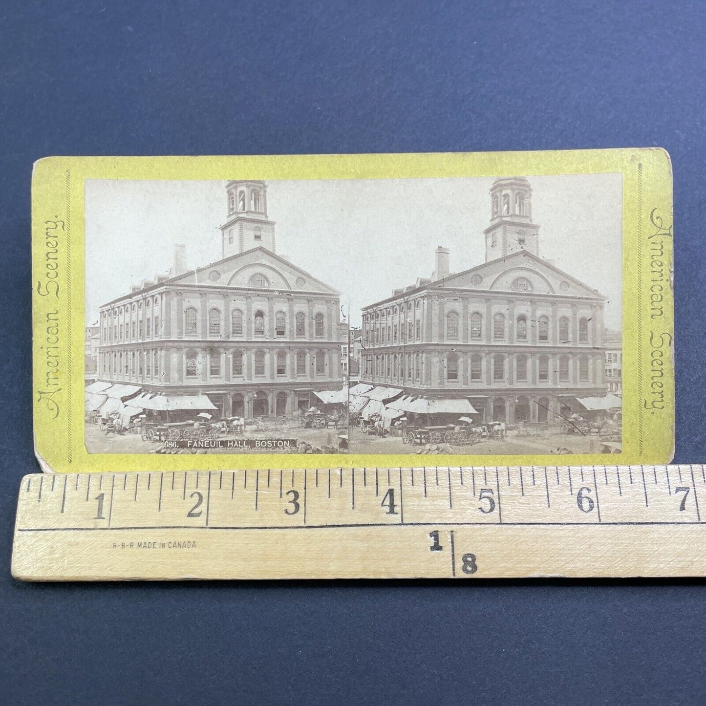 Antique 1870s Faneuil Hall Boston Massachusetts Stereoview Photo Card V484