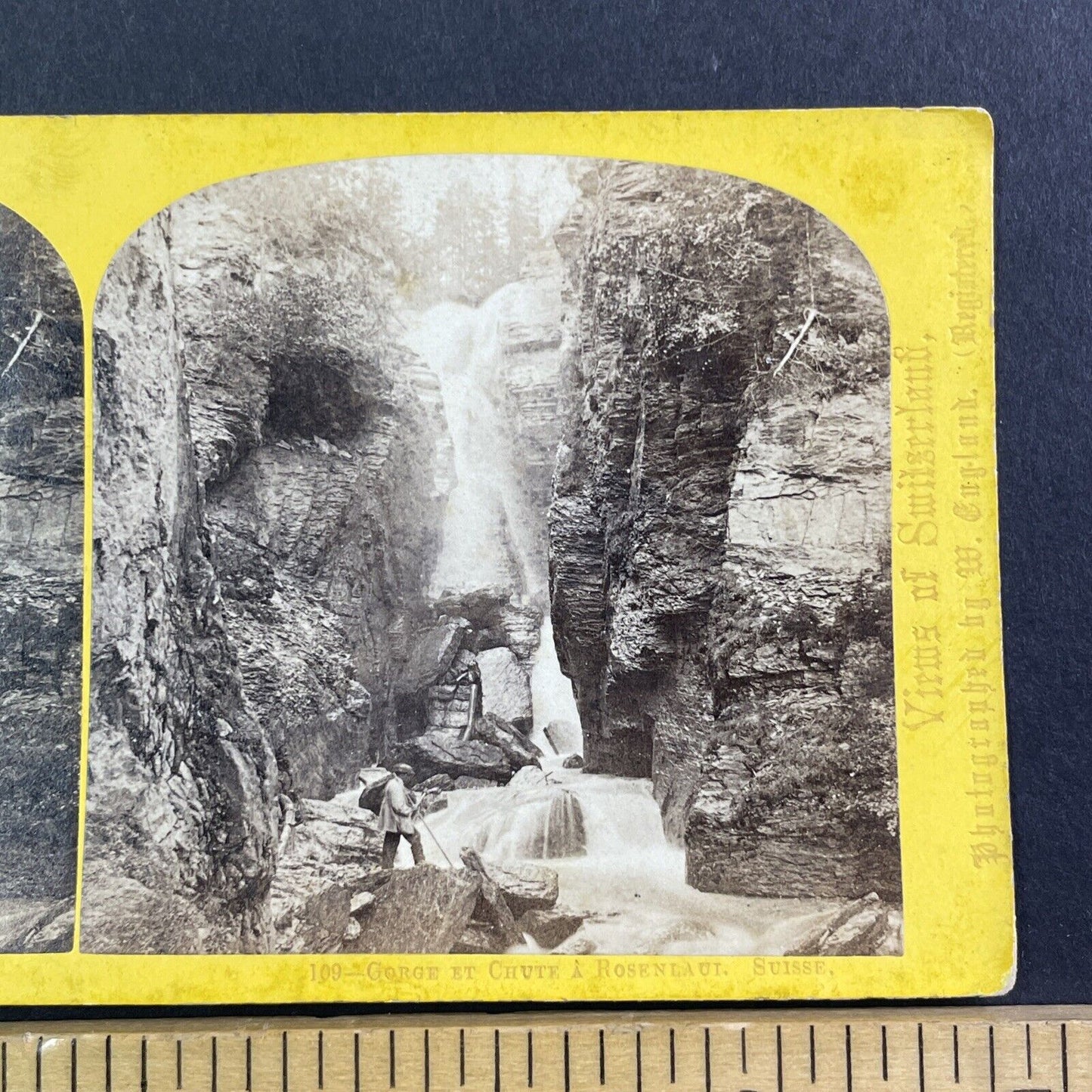 Rosenlaui Waterfall Switzerland Stereoview William England Antique c1870 X3792